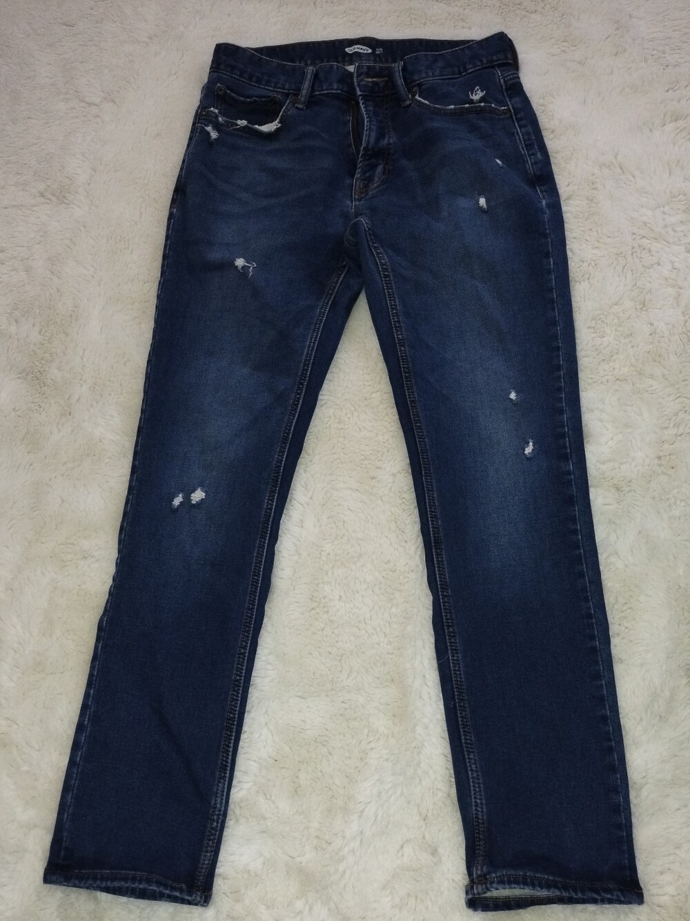 Old Navy Men’s Dark Indigo Slim Jeans with Light Distressing